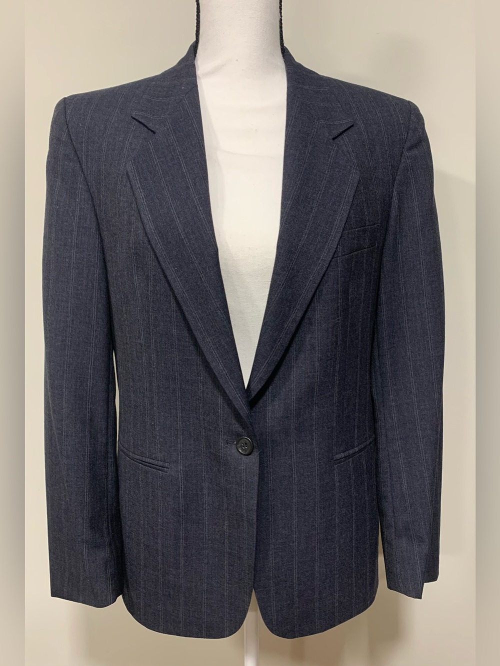 Bretton Place Vintage 80s Pure Wool Blazer Womens 8 Pinstripe Lined Academia